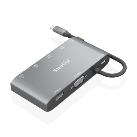 Docking USB Tipo-C Aisens ASUC-8P010-GR/ 1xHDMI/ 1xVGA/ 2xUSB/ 1xRJ45/ 2xUSB Tipo-C/ 1xUSB Tipo-C PD/ Gris