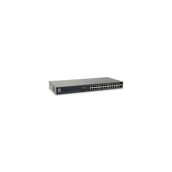 SWITCH SEMIGESTIONABLE LEVEL ONE GEP-2651 26P 24xGb PoE 2xGb RJ45/SFP 185W CARCASA METALICA