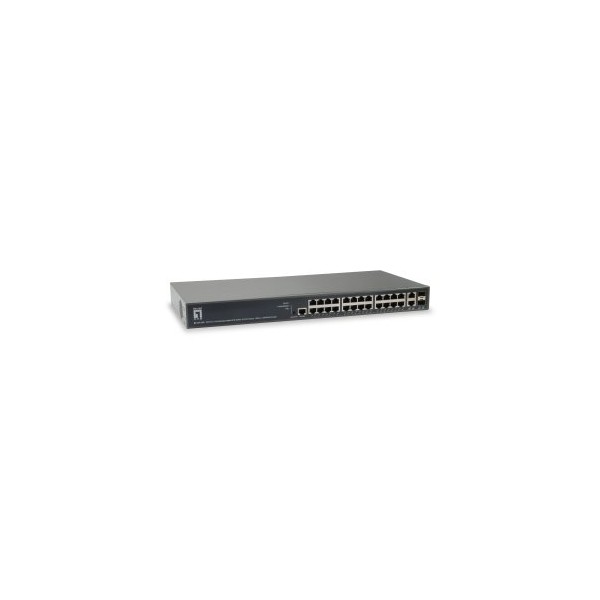 SWITCH GESTIONABLE LEVELONE L3 GEP-2681 26P 24xGb PoE 2x RJ45/SFP 185W