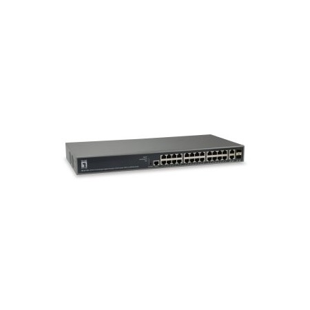 SWITCH GESTIONABLE LEVELONE L3 GEP-2682 26P 24xGb PoE 2x RJ45/SFP 370W