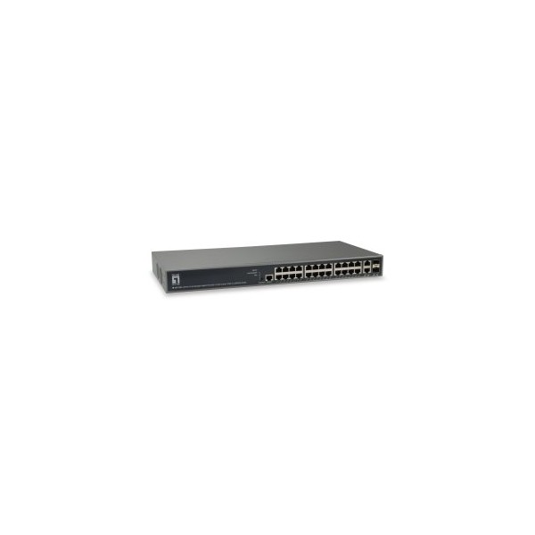 SWITCH GESTIONABLE LEVELONE L3 GEP-2682 26P 24xGb PoE 2x RJ45/SFP 370W