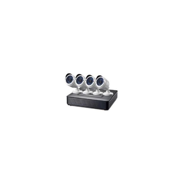 Kit videovigilancia 720p cctv level one 4 canales 4 camaras int - ext + grabador cables iluminacion led (sin hd)