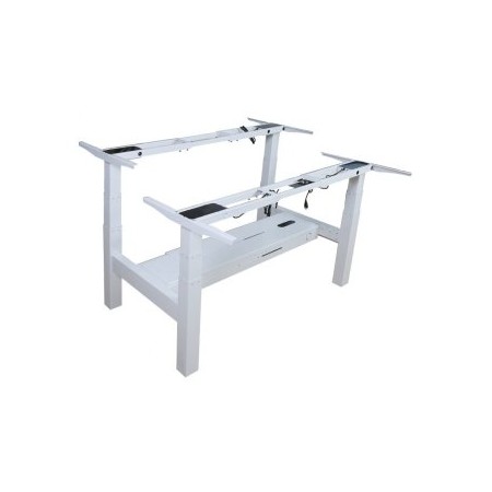 MESA ELECTRICA ERGONOMICA DOBLE CARA A CARA ALTURA REGULABLE SIN TABLERO COLOR ESTRUCTURA GRIS CON