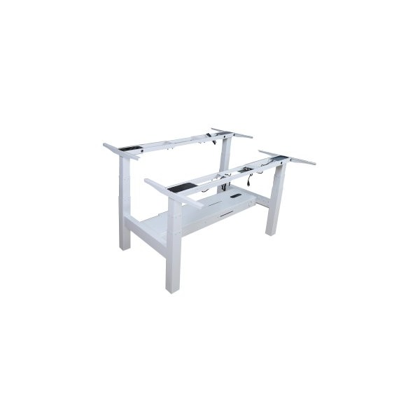 MESA ELECTRICA ERGONOMICA DOBLE CARA A CARA ALTURA REGULABLE SIN TABLERO COLOR ESTRUCTURA BLANCO C
