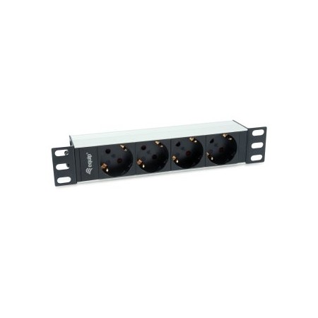 REGLETA ALIMENTACION ALUMINIO RACK 10″ 1U 4 TOMAS TIPO SHUCKO EURO CABLE 1.5m