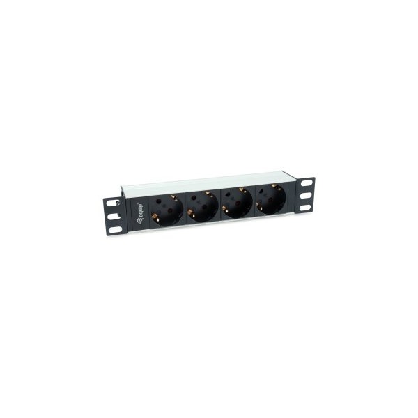 REGLETA ALIMENTACION ALUMINIO RACK 10″ 1U 4 TOMAS TIPO SHUCKO EURO CABLE 1.5m
