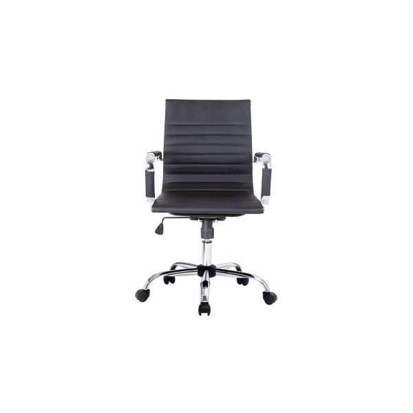 SILLA DE OFICINA EQUIP RESPALDO MEDIO COLOR NEGRO RECUBRIMIENTO PU DE ALTA CALIDAD ERGONOMICA