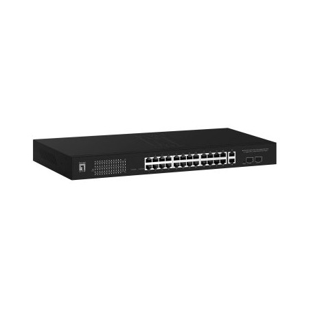 SWITCH LEVEL ONE GEP-2841 POE WEBSMART 24P 10/100/1000 POE 375W + 2 UPLINK SFP + 2 UPLINK RJ45