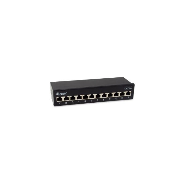PATCH PANEL DE SOBREMESA EQUIP CAT.6A APANTALLADO 12 PUERTOS COLOR NEGRO (RAL 9005)