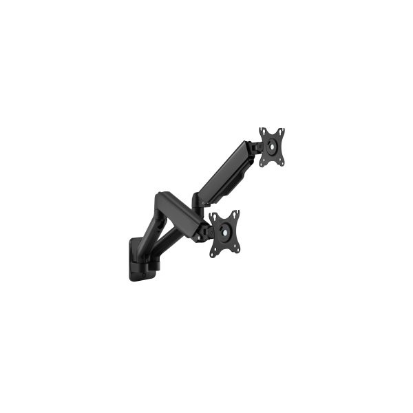 SOPORTE DE PARED ORIENTABLE EQUIP PARA 2 PANTALLAS DE 17″-32″ BRAZO 564MM MUELLE DE GAS HASTA 9KG