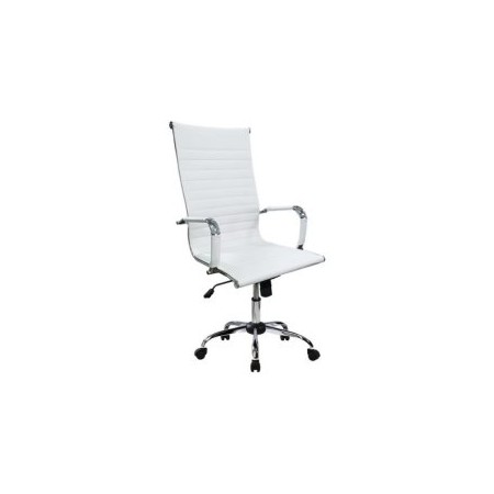 SILLA DE OFICINA EQUIP RESPALDO ALTO COLOR BLANCO RECUBRIMIENTO PU DE ALTA CALIDAD ERGONOMICA