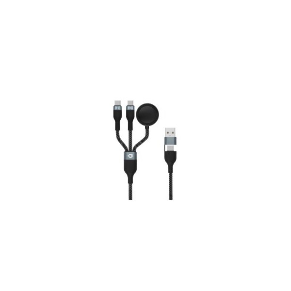 CABLE USB-C 3IN1 1.5M CONCEPTRONIC ETTA08B15 100W 2XUSB-C 1X CARGADOR APPLE WATCH USB 2.0 5A E-MARK
