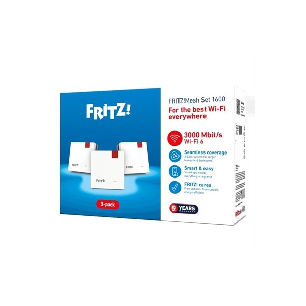 Punto de acceso repetidor fritz! mesh set 1600 3 unidades
