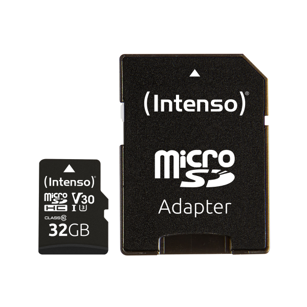 Tarjeta memoria micro sd intenso 32gb profesional v30 + adaptador sd