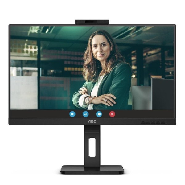 Monitor Profesional AOC 24P3QW 23.8″/ Full HD/ Webcam/ Multimedia/ Regulable en altura/ Negro