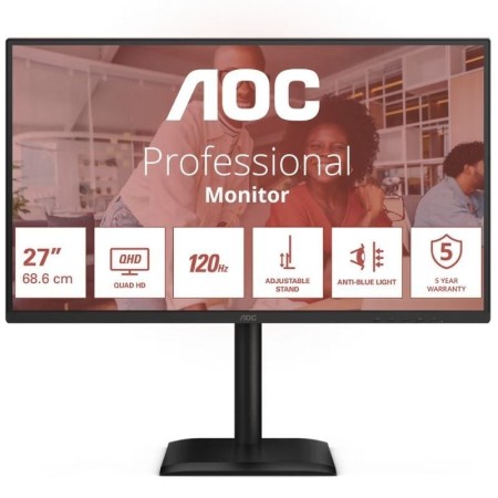 Monitor Profesional AOC Q27E4CV 27″/ QHD/ Multimedia/ Regulable en altura/ Negro