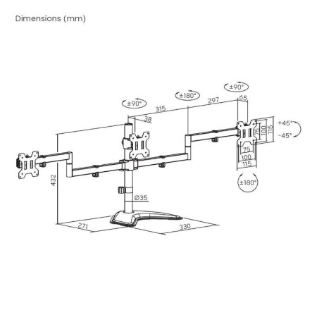 Soporte para 3 Monitores Aisens DT27TSR-287/ hasta 10kg