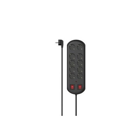 REGLETA ALIMENTACION HAMA CON 10 TOMAS 2x INTERRUPTOR 2m COLOR NEGRO