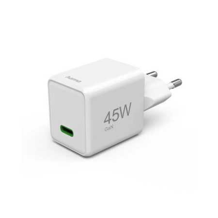 CARGADOR USB-C HAMA 45W SUPER MINI 1xUSB-C GaN QUICK CHARGE POWER DELIVERY BLANCO