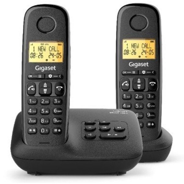 Teléfono Inalámbrico Gigaset Basic 100/ Pack DUO/ Negro