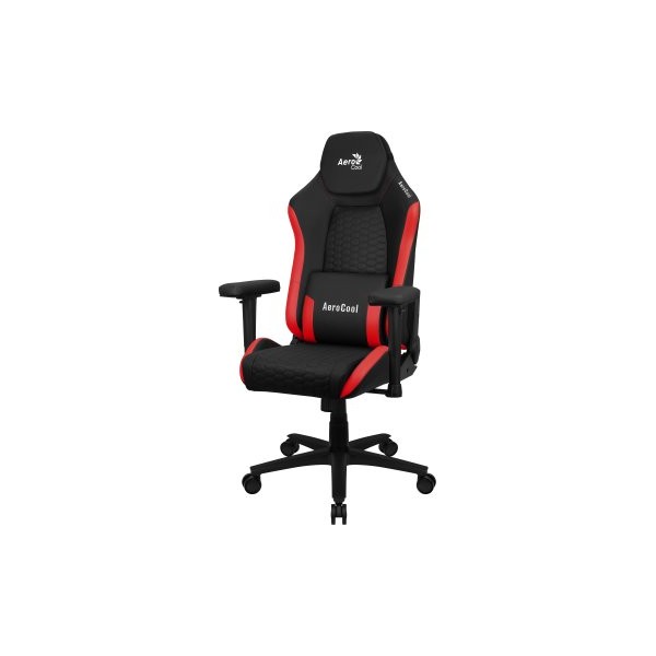 SILLA GAMING AEROCOOL CROWN DISEÑO PREMIUM CUERO SINTETICO AEROWEAVE NEGRA CON DETALLES EN ROJO REPO