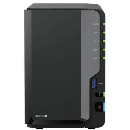 NAS Synology Diskstation DS225+/ 2 Bahías 3.5″- 2.5″/ 2GB DDR4/ Formato Torre
