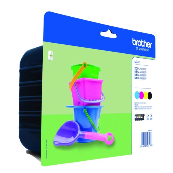 Pack cartuchos tinta brother lc221valbp negro cian magenta amarillo