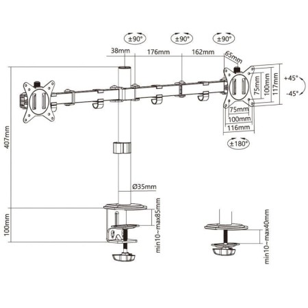 Soporte para 2 Monitores o TV Aisens DT32TSR-149/ hasta 9kg