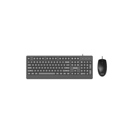 TECLADO Y MOUSE PHILIPS SPT6247B CABLE USB 2.0 1200 DPI ATAJOS MULTIMEDIA NEGRO ERGONOMICO