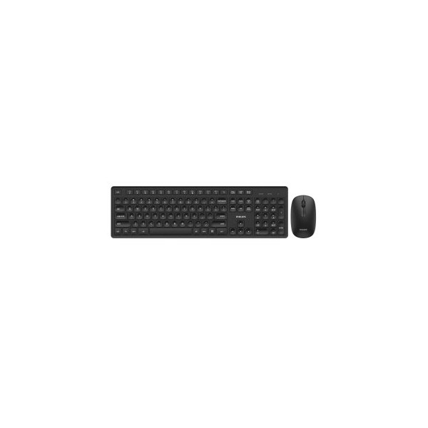 MOUSE Y TECLADO PHILIPS WIRELESS SPT6318B 2.4GHZ 1600 DPI SILENCIOSO ATAJOS MULTIMEDIA NEGRO