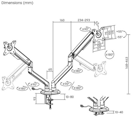 Soporte Gaming para 2 Monitores Aisens DT32TSR-297/ hasta 9kg