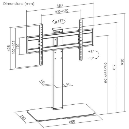 Soporte de Mesa Inclinable/ Giratorio Aisens DT86TS-291 para TV de 43-86"