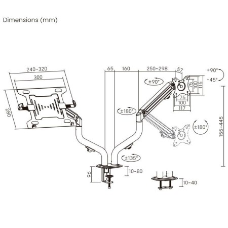 Soporte de Mesa Orientable/ Inclinable DTL32TSR-195 para TV y Portátil de 17-32"