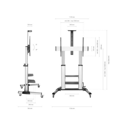 Soporte de Suelo Inclinable con Ruedas y Manivela Aisens FT100TE-125 para TV 60-100"/ hasta 100kg