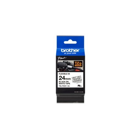 Cinta laminada brother tzefx251 texto negro sobre fondo blanco - 24mm ancho - 8m longitud