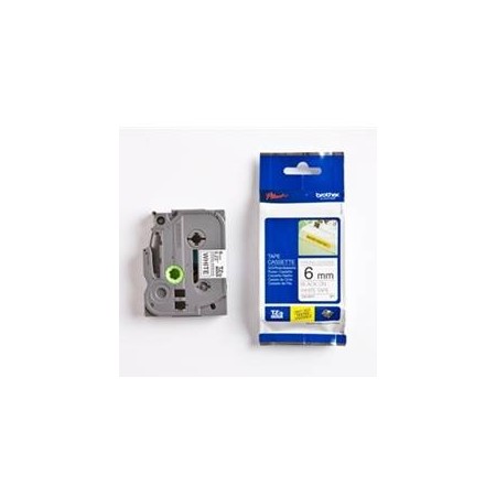 Cinta super adhesiva brother tzes211 6mm x 8m blanco - negro