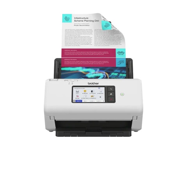 Escaner sobremesa brother ads - 4700w - 80ppm - duplex automatico - usb 3.0 - usb 2.0 - red - wifi - wifi direct - adf 80 hojas