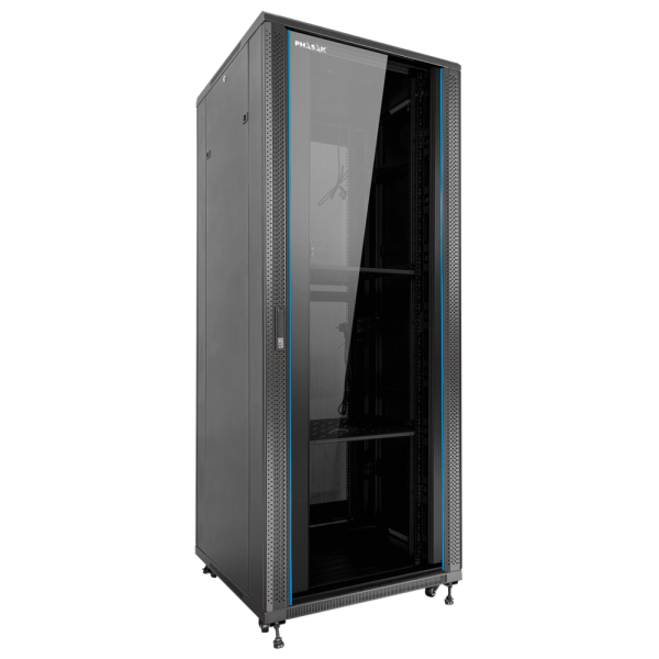 Armario rack de suelo 19 pulgadas phasak pro 32u negro 600x600 montado pho 6632