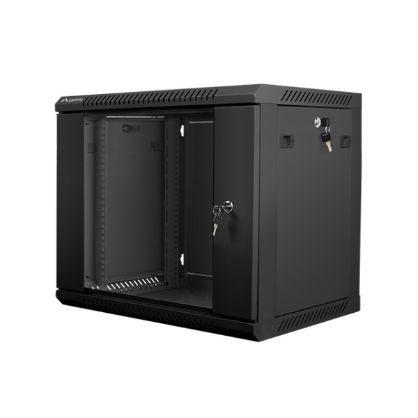 Armario lanberg 19 pulgadas 9u 600x450x507 flat pack puerta cristal negro