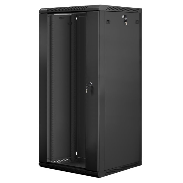 Armario lanberg mural rack 19 pulgadas 27u - 600x600 flat pack v2 negro