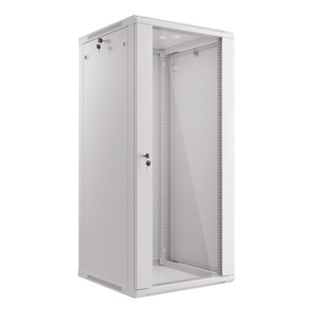 Armario lanberg mural rack 19 pulgadas 27u - 600x600 flat pack puerta cristal gris