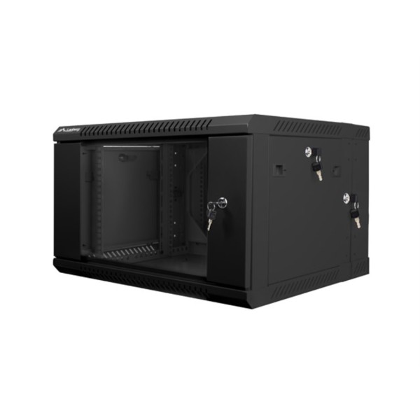 Armario lanberg mural doble seccion rack 19 pulgadas 6u - 600x600 negro