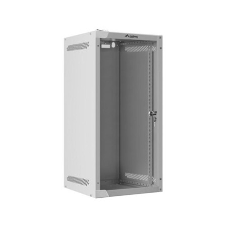 Armario lanberg mural 10 pulgadas 12u - 280x310 flat pack gris puerta cristal