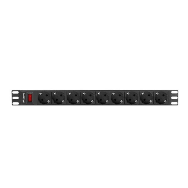 Regleta lanberg 1u 16a 9x schuko rack 19 pulgadas 3m negro