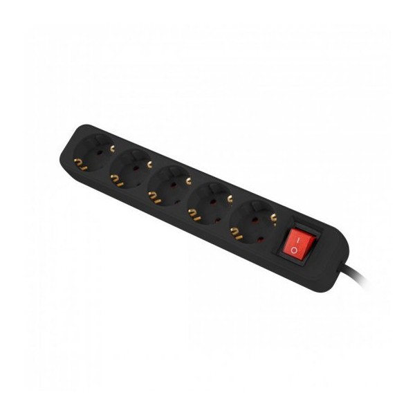 Regleta lanberg 5 tomas schuko con protecion negra 1.5m