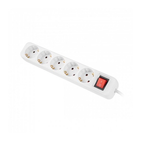 Regleta lanberg 5 tomas schuko con protecion blanca 1.5m