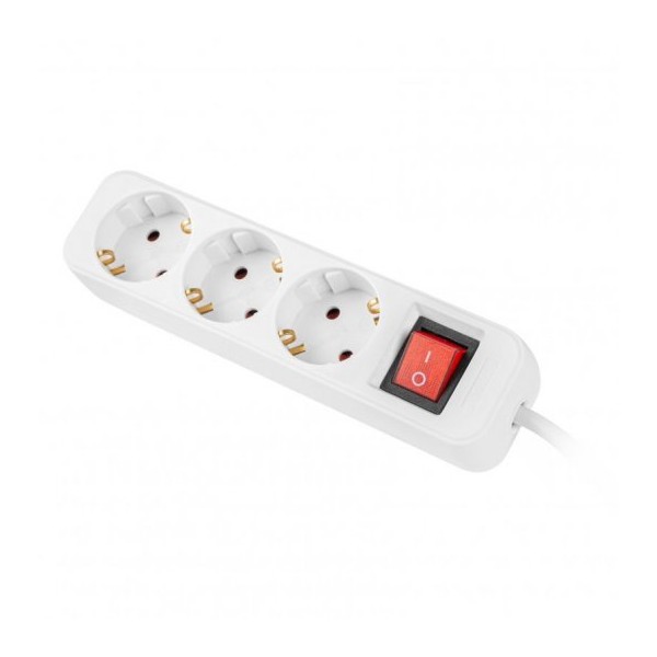 Regleta lanberg 3 tomas schuko con protecion blanca 1.5m