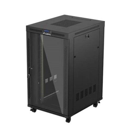 Armario lanberg rack 19 pulgadas 27u - 800x1000 flat pack negro puerta cristal con lcd