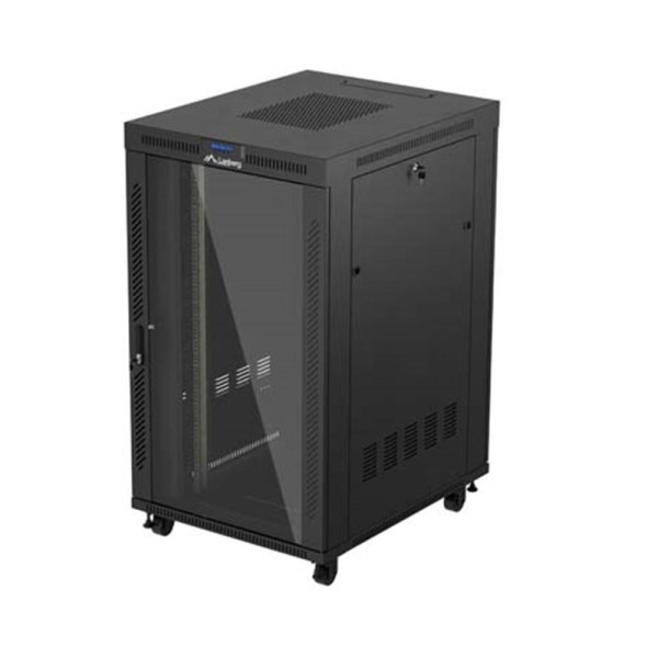 Armario lanberg rack 19 pulgadas 27u - 800x1000 flat pack negro puerta cristal con lcd