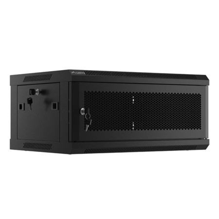 Armario lanberg mural rack 19 pulgadas 4u - 600x450 puerta perforada flat pack negro